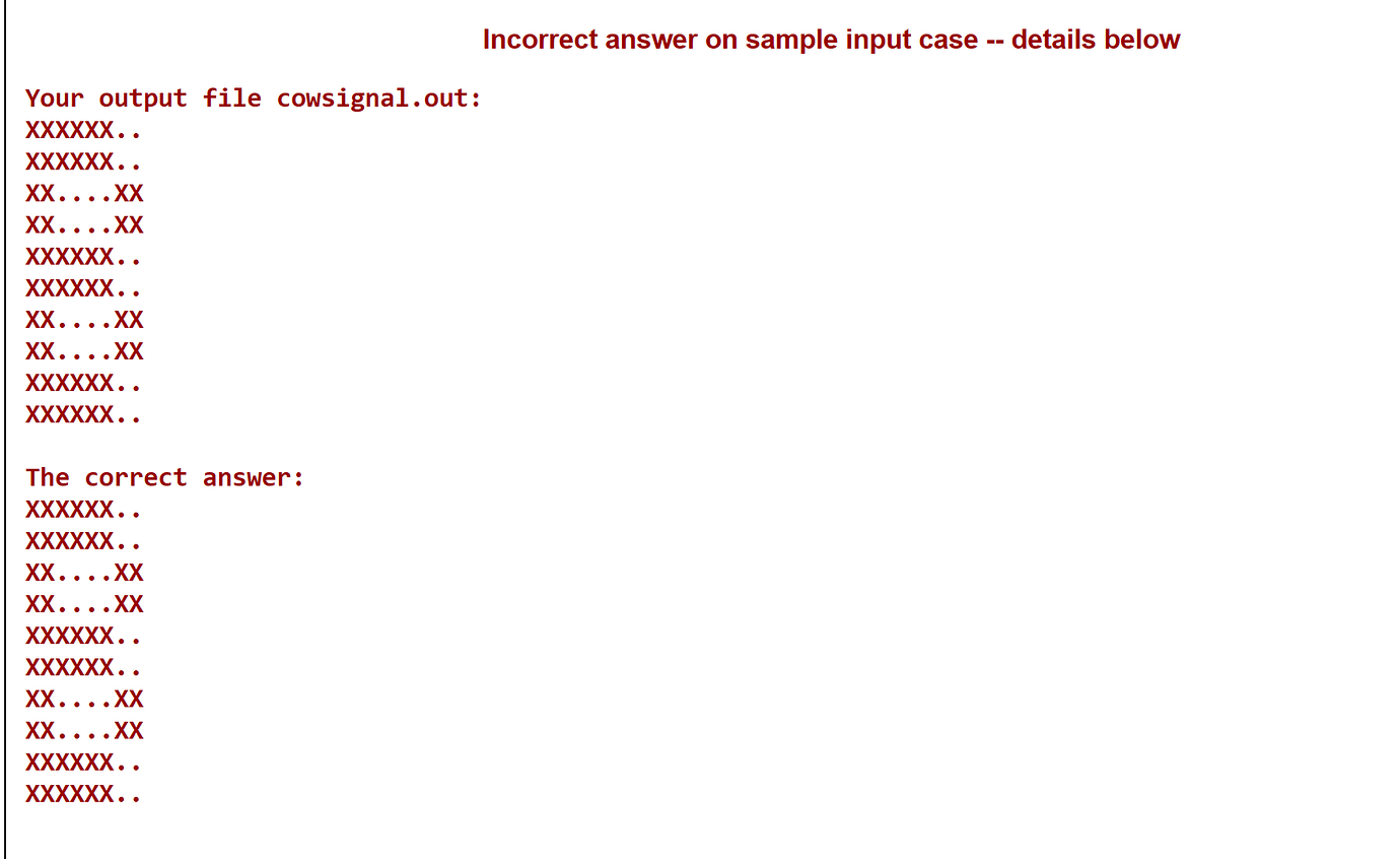 USACO December 2016, Bronze, Problem #3 - Cow Signal - Sample Input ...